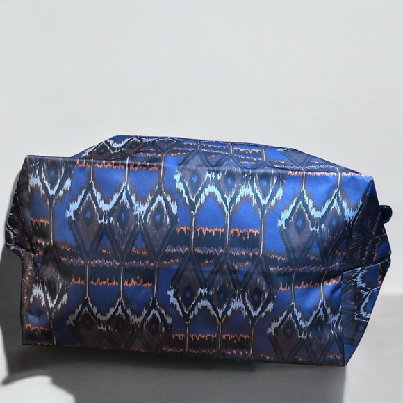 Longchamp Le Pliage Leather Shoulder Tote Bag Blue Orange Pattern - Picture 6 of 12